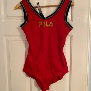 Red FILA Bodysuit